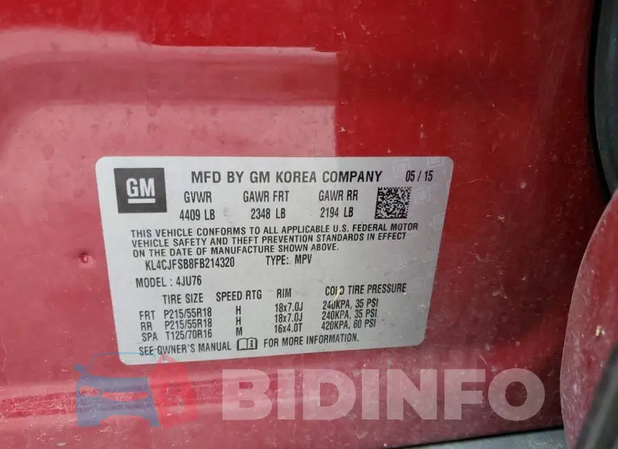 KL4CJFSB8FB214320 Photo# 14