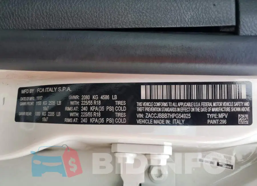 ZACCJBBB7HPG54925 Photo# 13