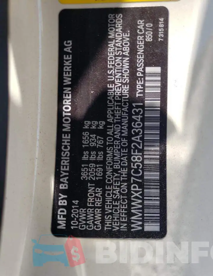 WMWXP7C58F2A36431 Photo# 12