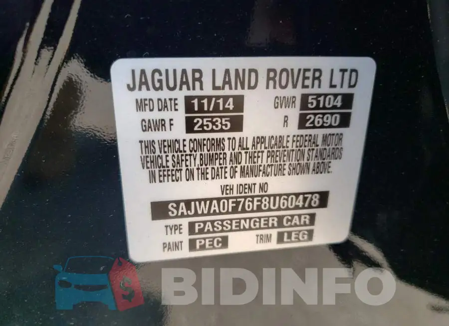 SAJWA0F76F8U60478 Photo# 12