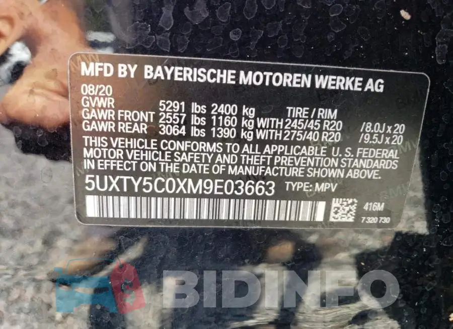 5UXTY5C0XM9E03663 Photo# 13