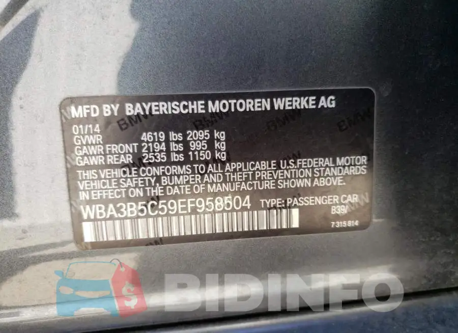 WBA3B5C59EF958504 Photo# 13