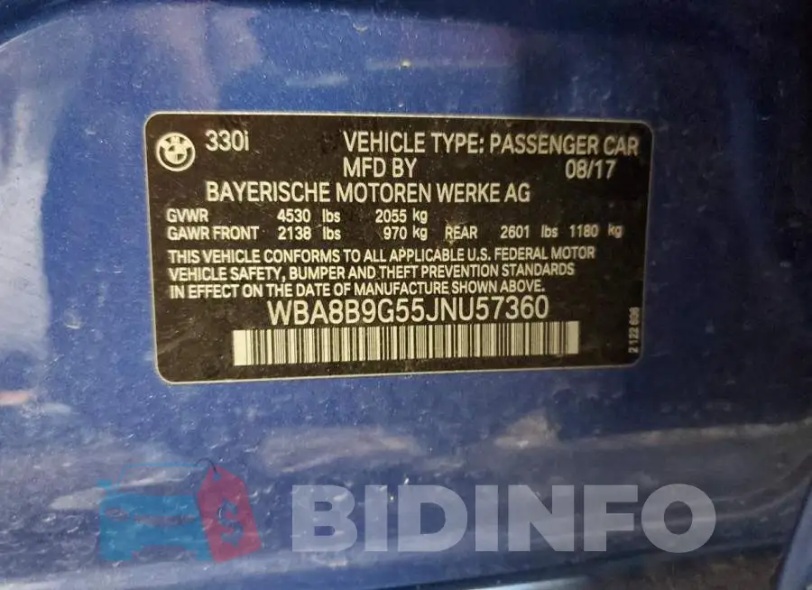 WBA8B9G55JNU57360 Photo# 13