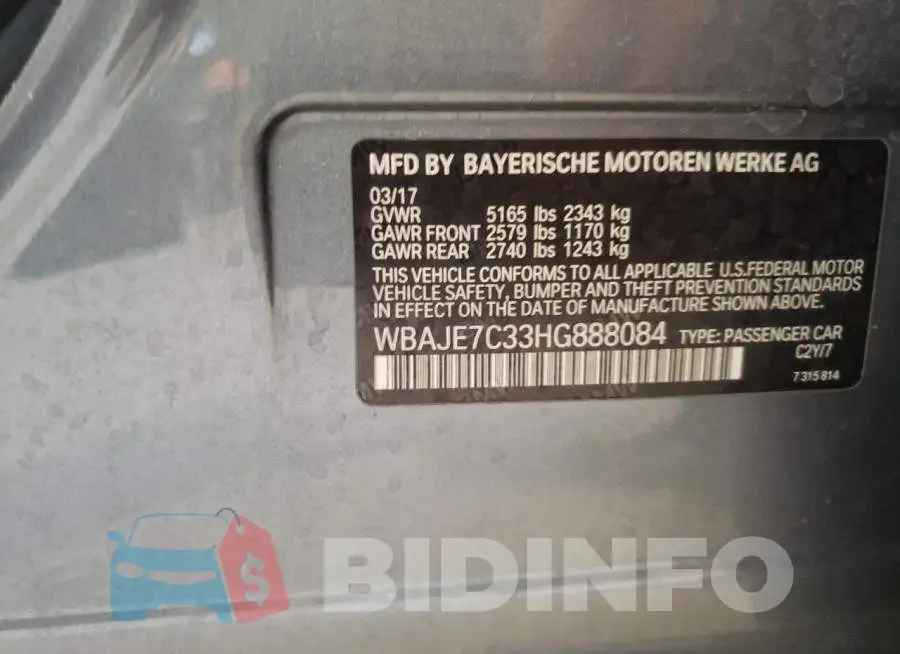 WBAJE7C33HG888084 Photo# 12