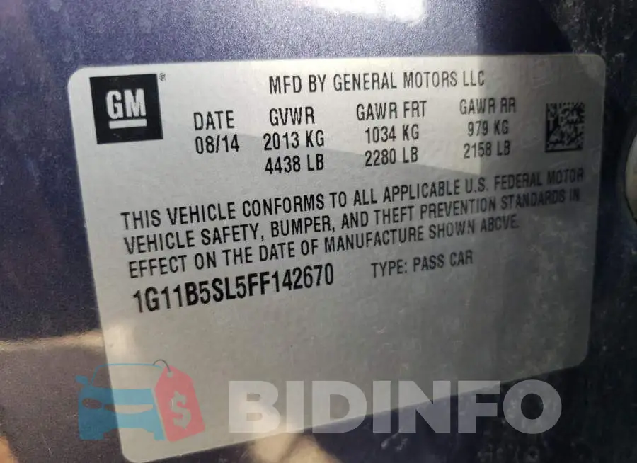 1G11B5SL5FF142670 Photo# 12