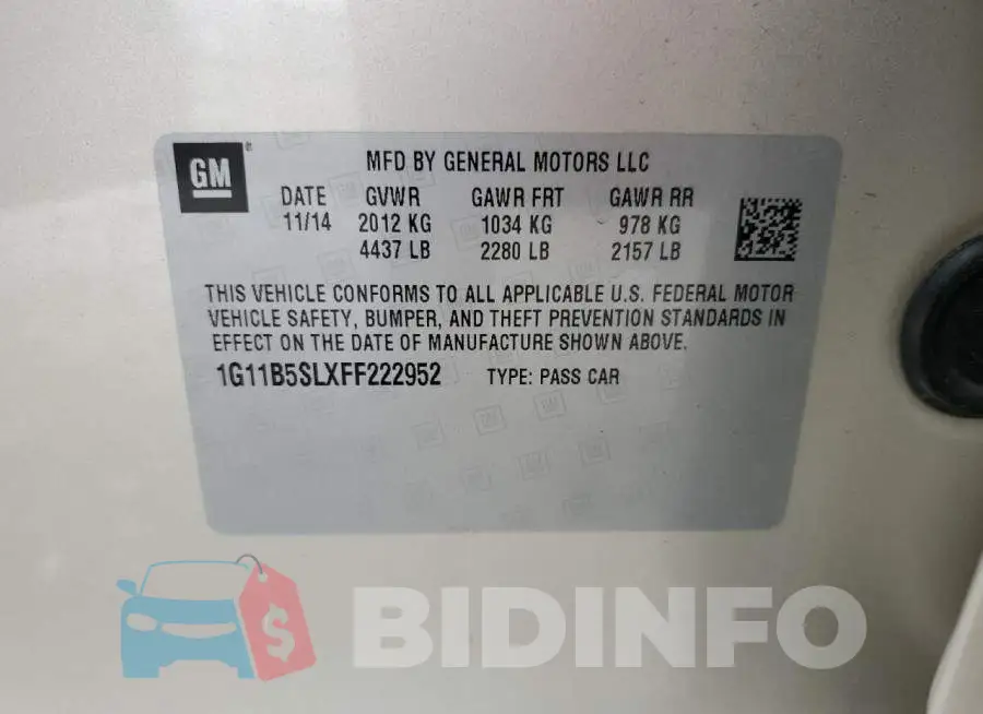 1G11B5SLXFF222952 Photo# 12