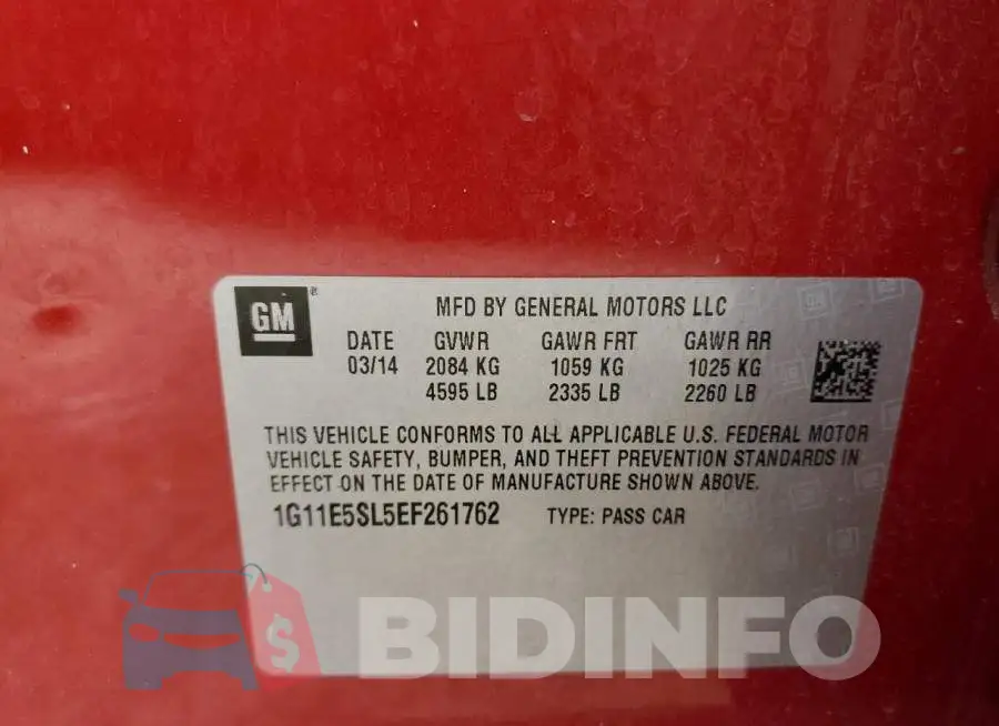1G11E5SL5EF261762 Photo# 13
