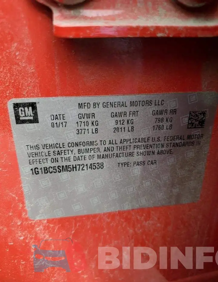 1G1BC5SM5H7214538 Photo# 12