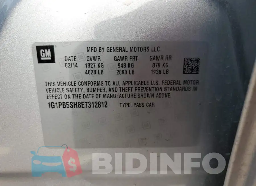 1G1PB5SH8E7312812 Photo# 12