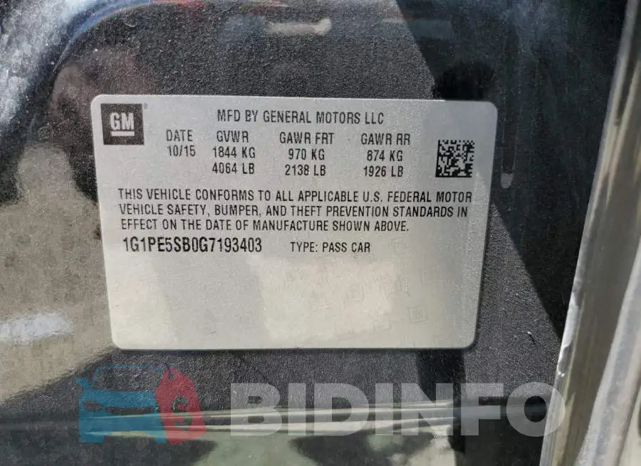 1G1PE5SB0G7193403 Photo# 12