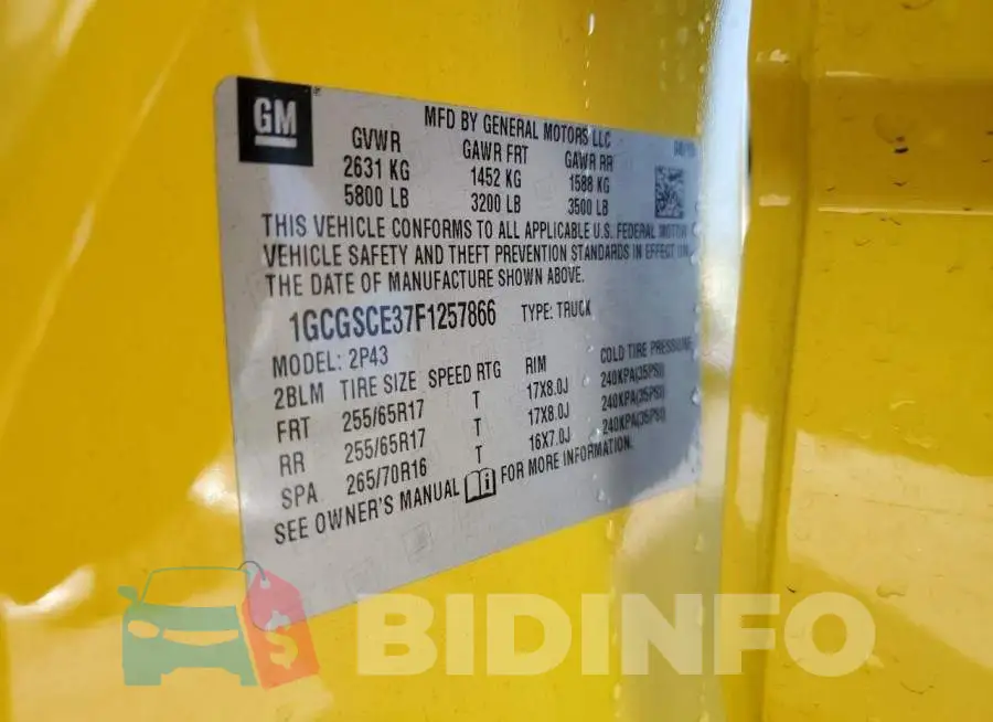 1GCGSCE37F1257866 Photo# 12