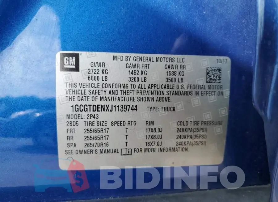 1GCGTDENXJ1139744 Photo# 13