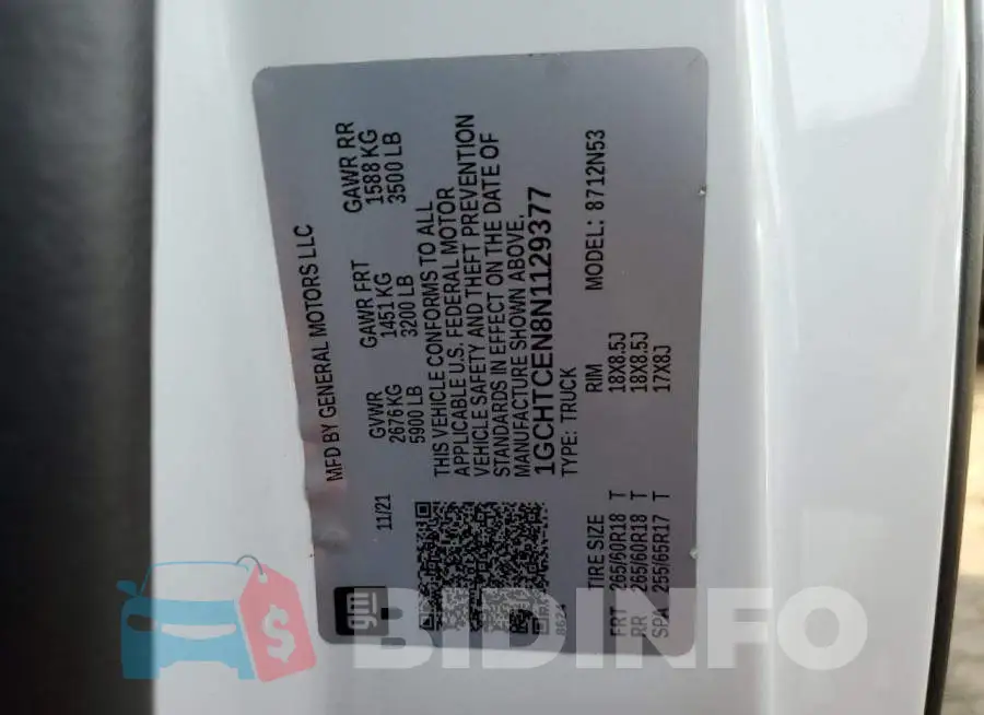 1GCHTCEN8N1129377 Photo# 12