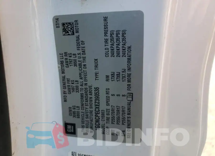 1GCNCPECXEZ390536 Photo# 12