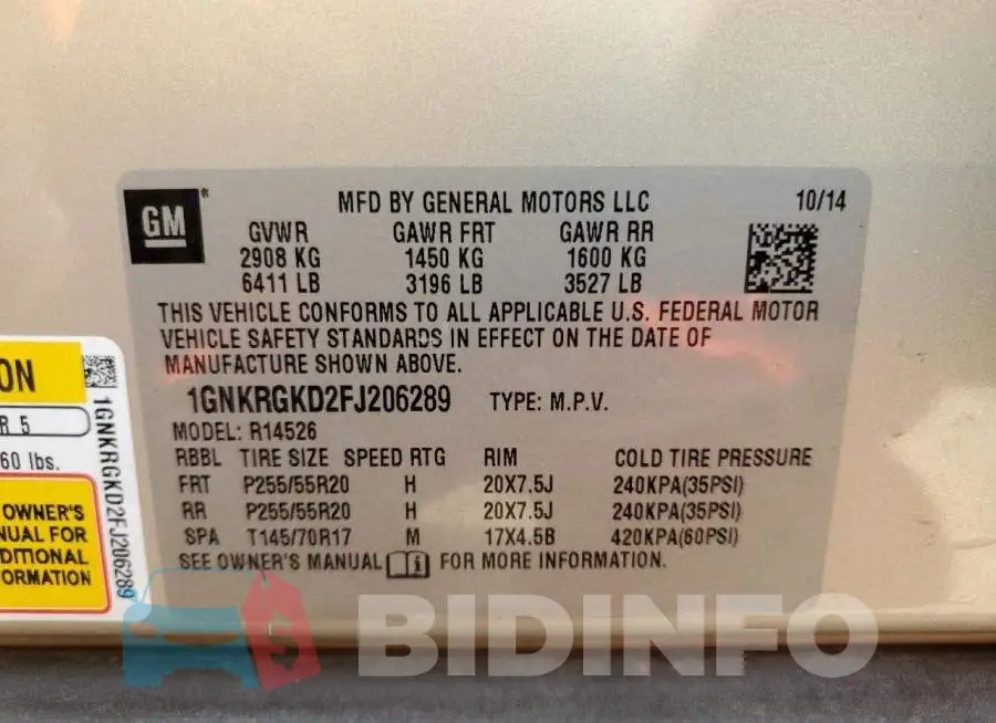 1GNKRGKD2FJ206289 Photo# 13