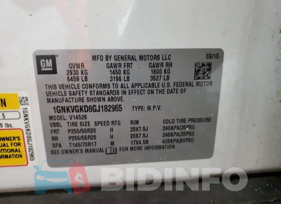 1GNKVGKD8GJ182965 Photo# 14