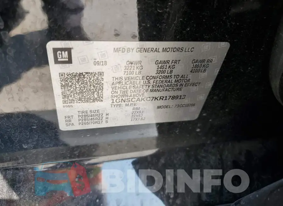 1GNSCAKC7KR178913 Photo# 13