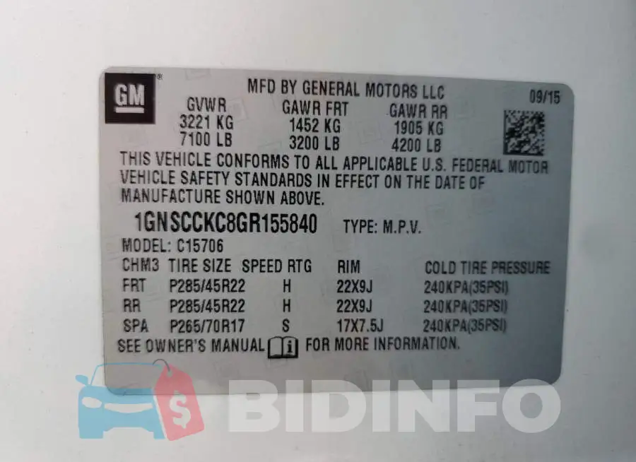 1GNSCCKC8GR155840 Photo# 13