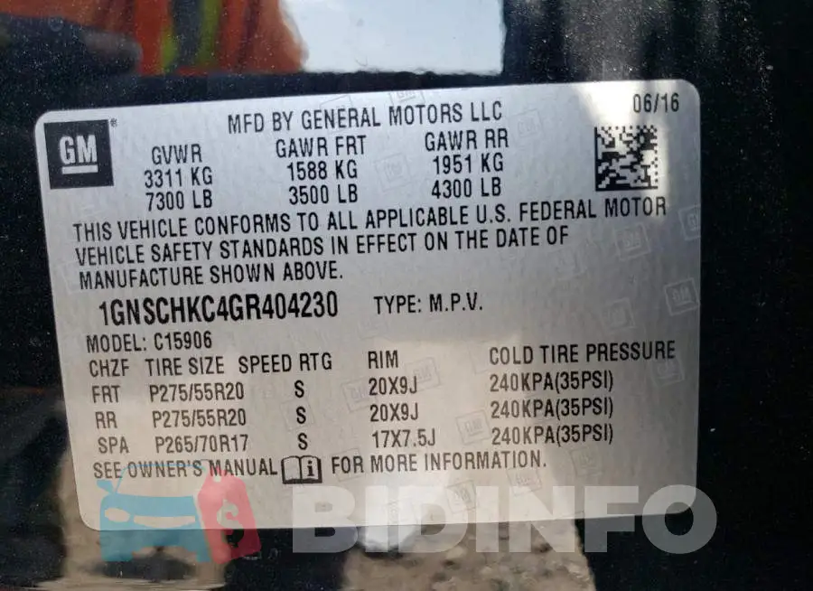 1GNSCHKC4GR404230 Photo# 13