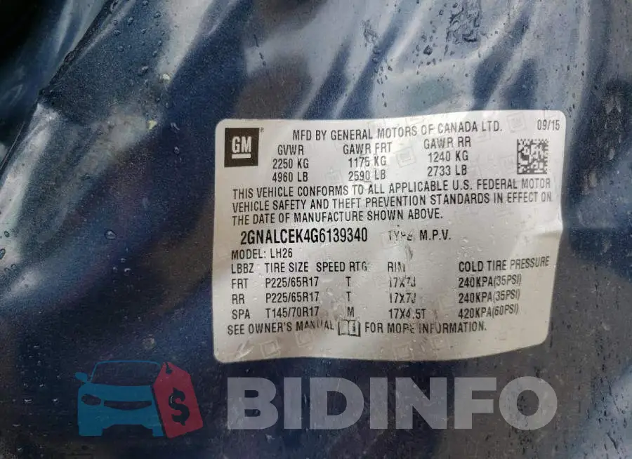 2GNALCEK4G6139340 Photo# 13