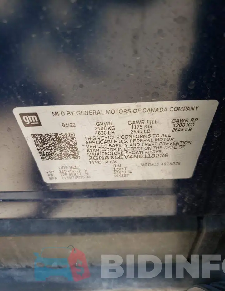 2GNAX5EV4N6118236 Photo# 12