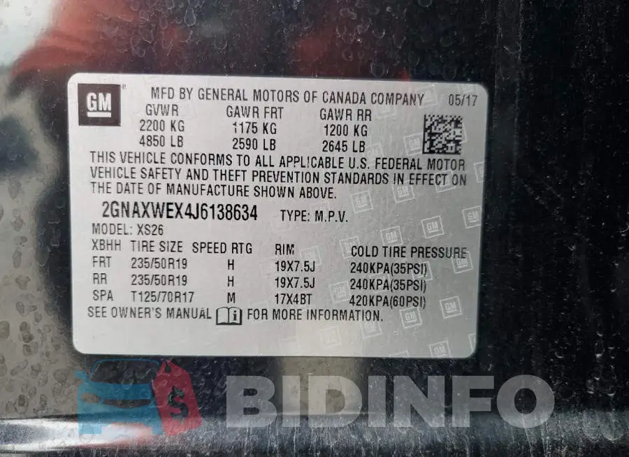 2GNAXWEX4J6138634 Photo# 13