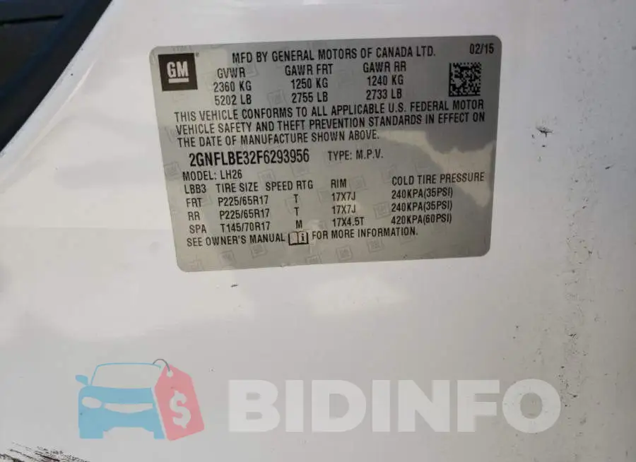 2GNFLBE32F6293956 Photo# 13