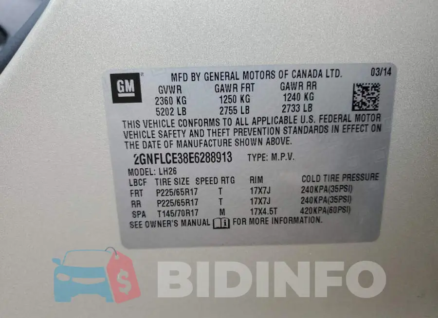 2GNFLCE38E6288913 Photo# 12