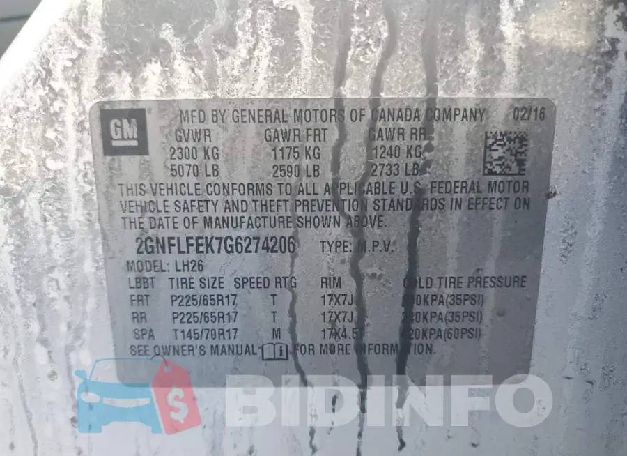 2GNFLFEK7G6274206 Photo# 13