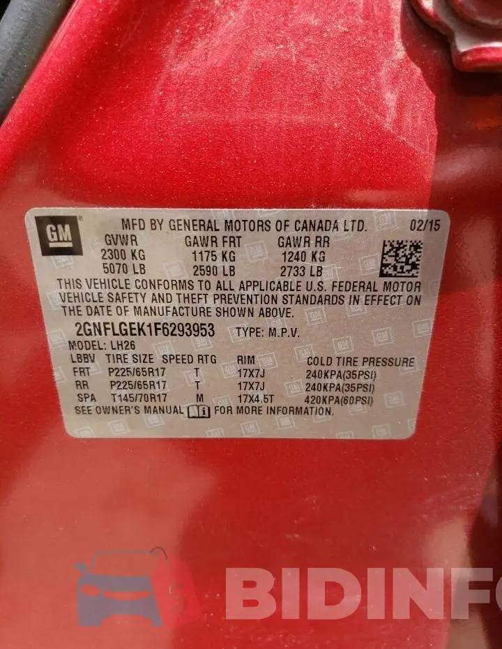 2GNFLGEK1F6293953 Photo# 12