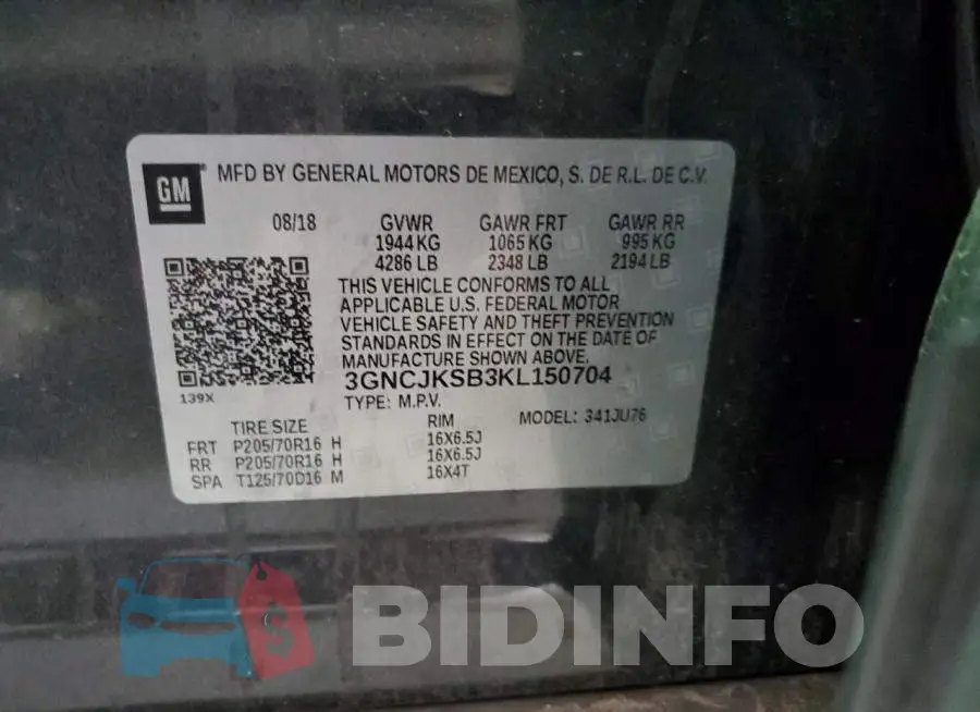 3GNCJKSB3KL150704 Photo# 14