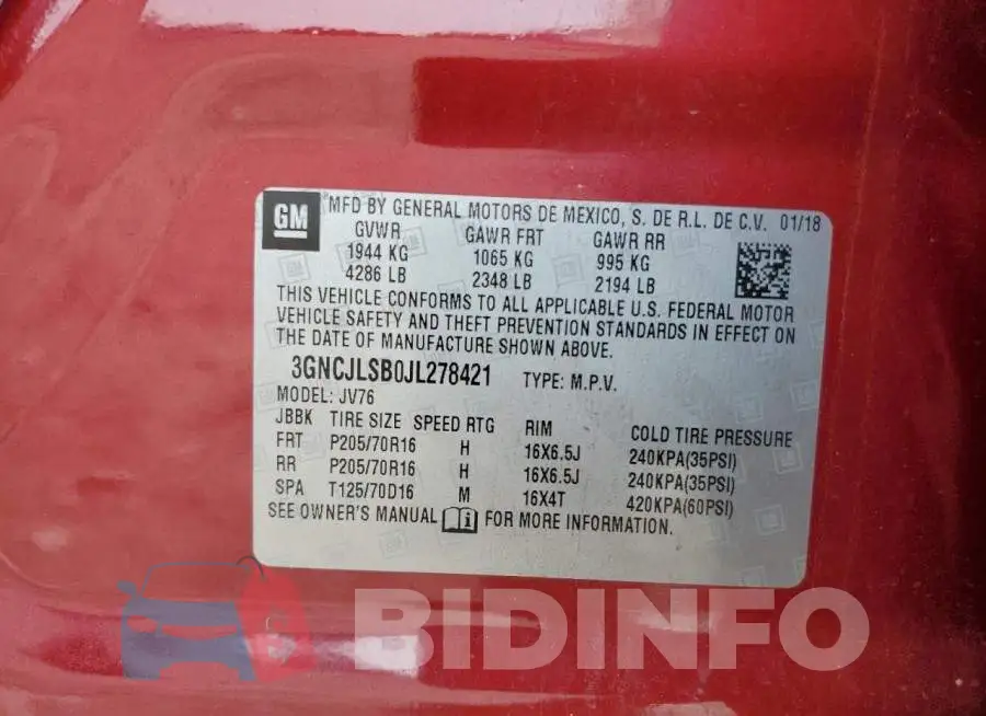 3GNCJLSB0JL278421 Photo# 13