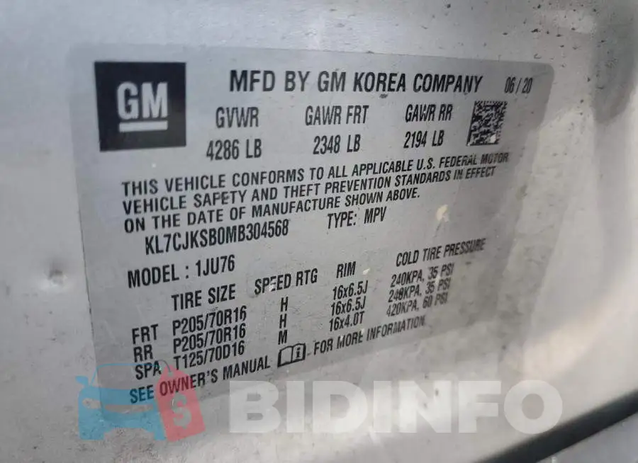 KL7CJKSB0MB304568 Photo# 13