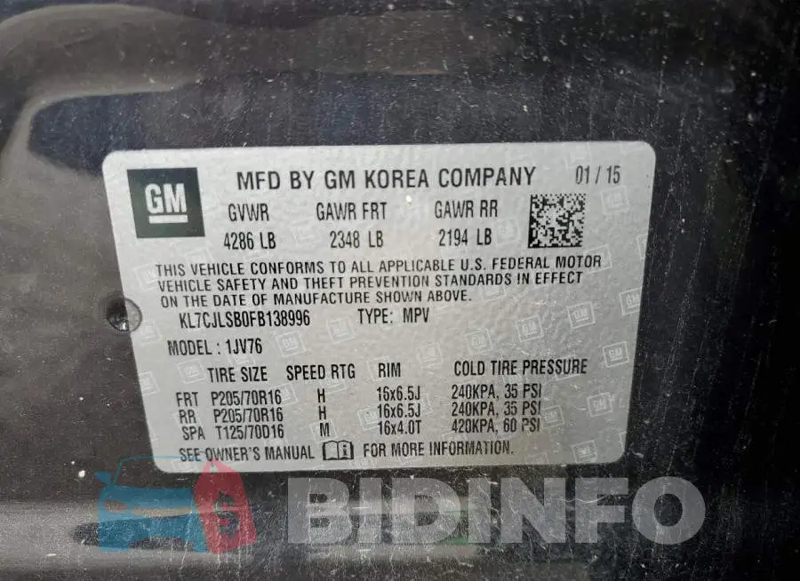 KL7CJLSB0FB138996 Photo# 13