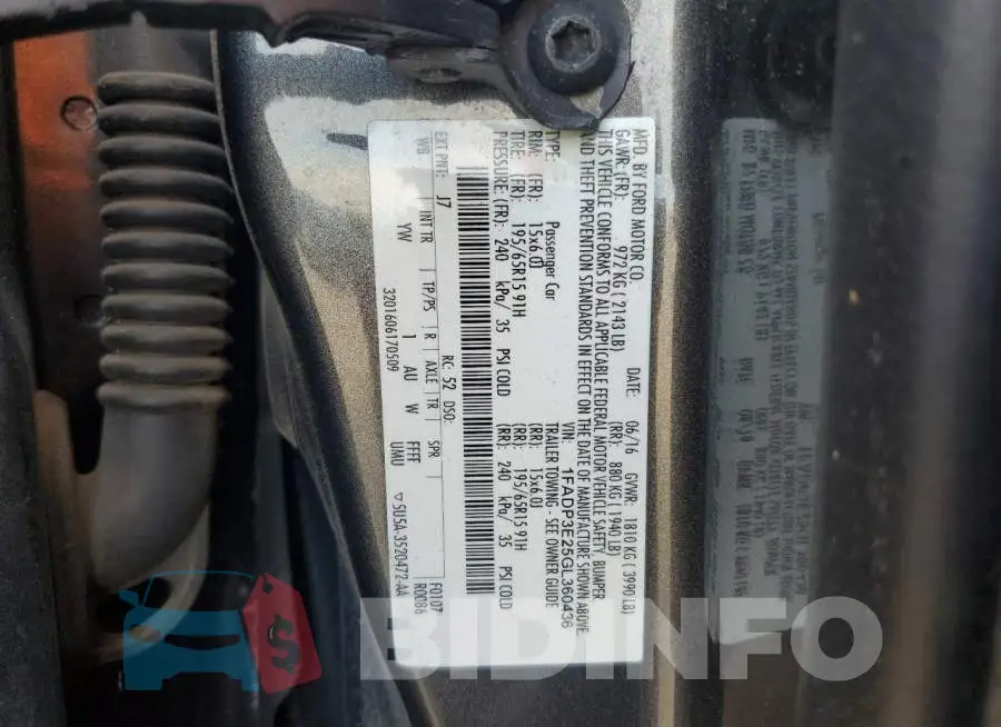 1FADP3E25GL360436 Photo# 12