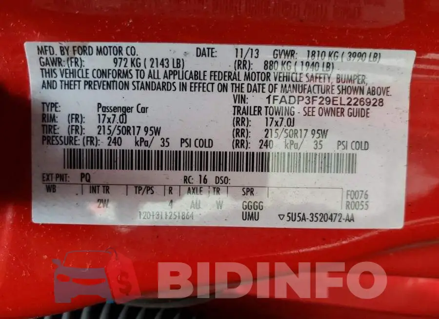 1FADP3F29EL226928 Photo# 13