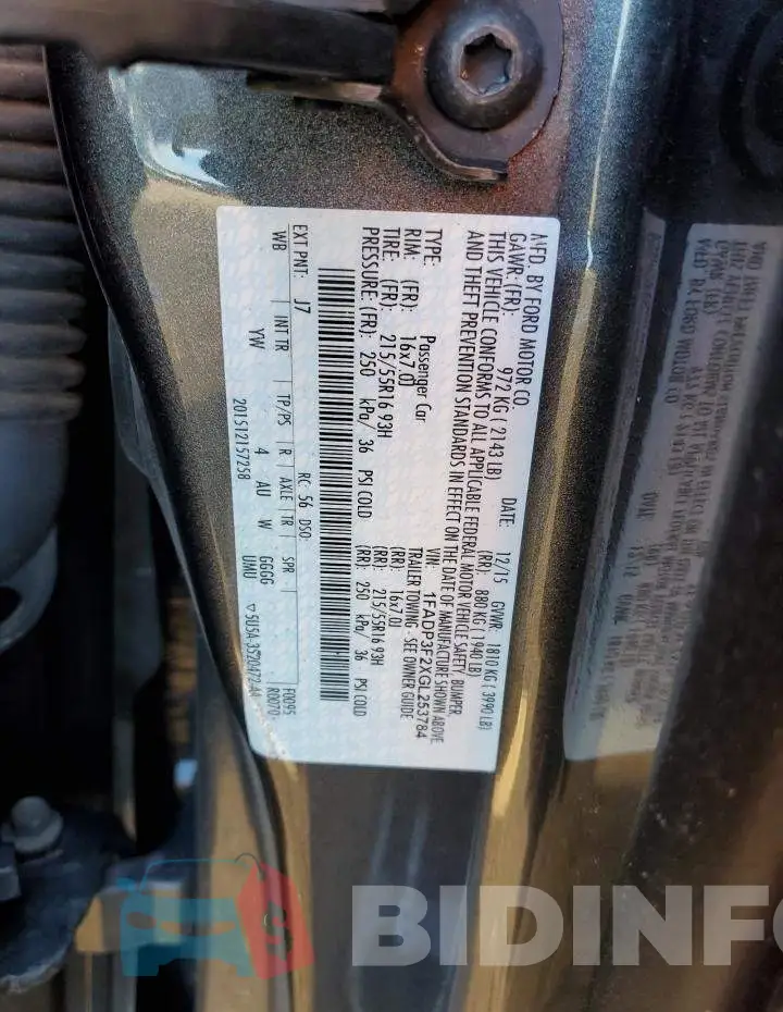 1FADP3F2XGL253784 Photo# 13