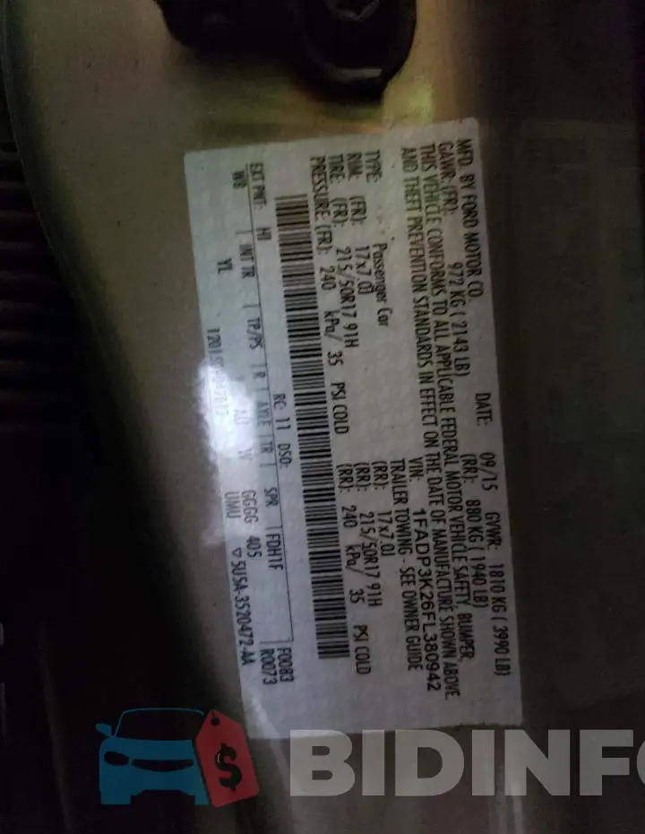 1FADP3K26FL380942 Photo# 13