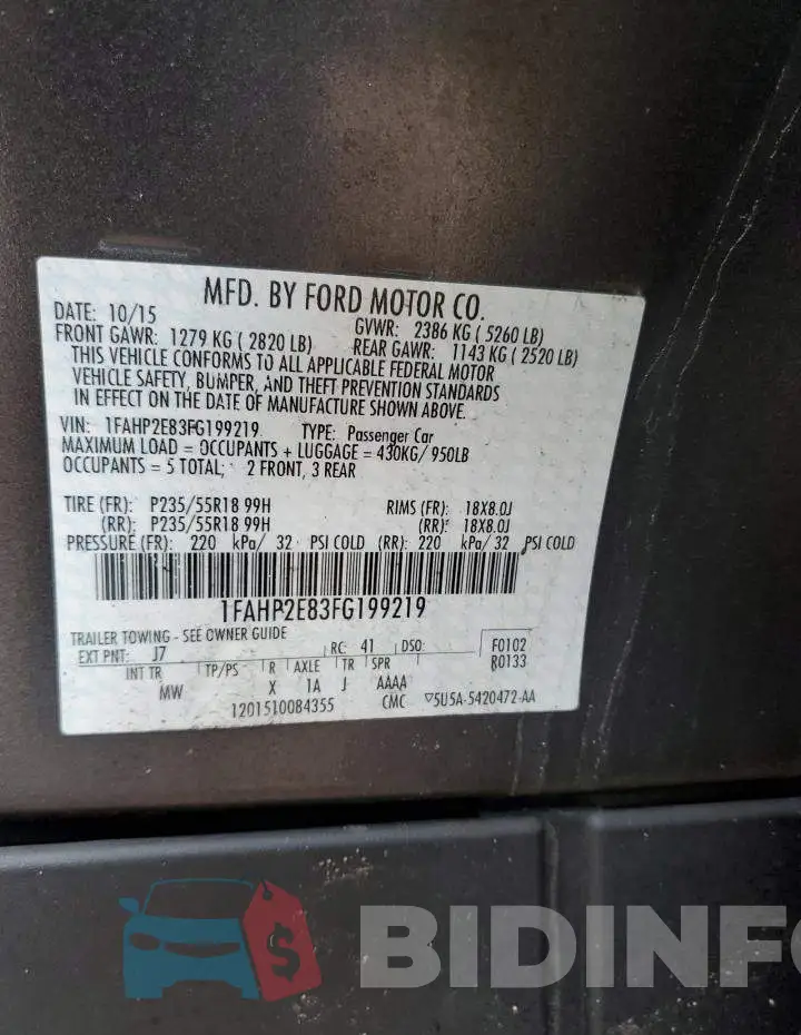 1FAHP2E83FG199219 Photo# 12