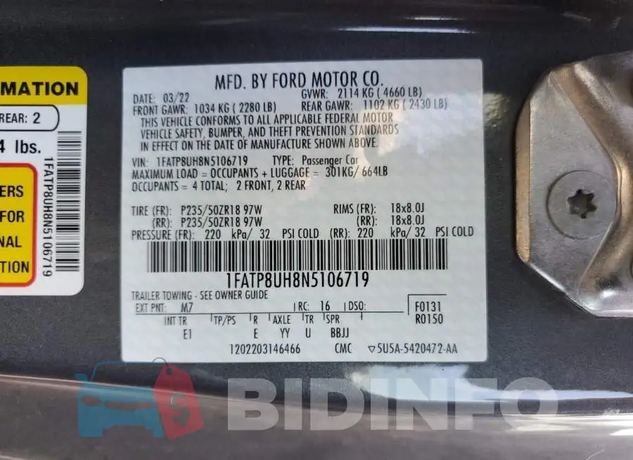 1FATP8UH8N5106719 Photo# 12