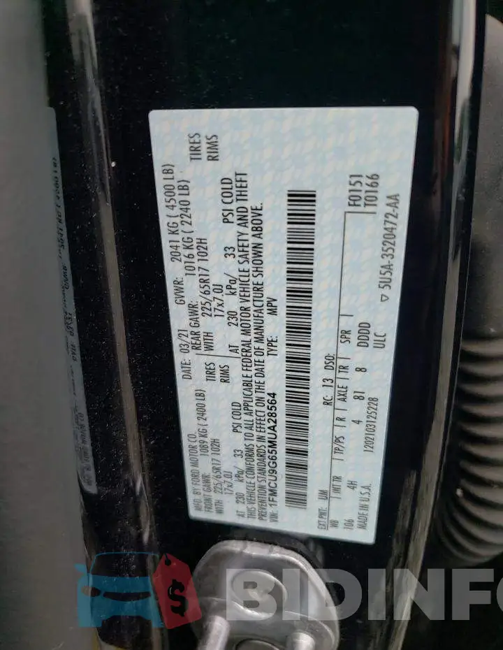 1FMCU9G65MUA28564 Photo# 12