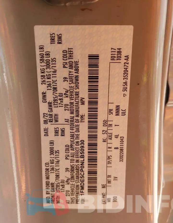 1FMDE5CP0NLB50930 Photo# 12