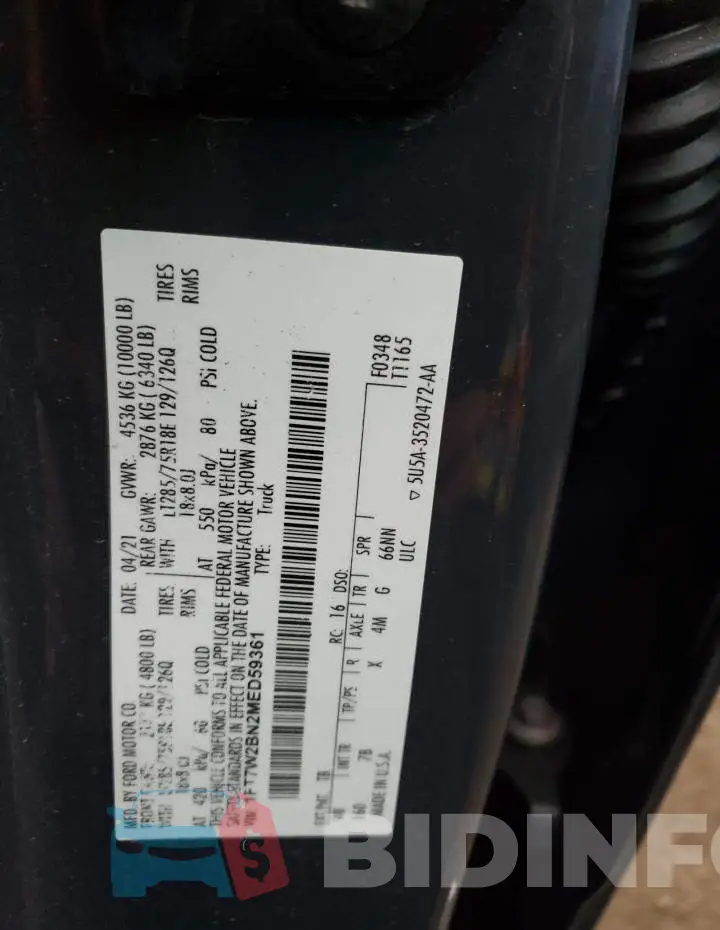 1FT7W2BN2MED59361 Photo# 12