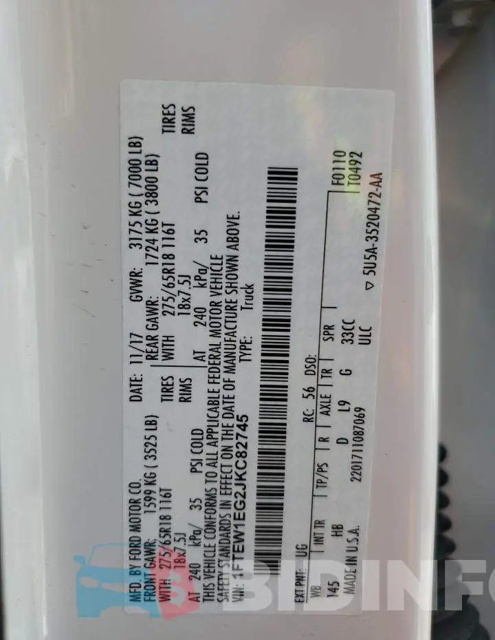 1FTEW1EG2JKC82745 Photo# 12