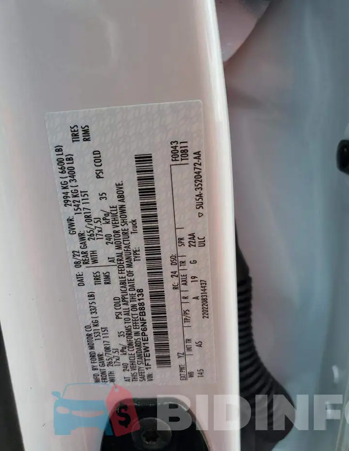 1FTEW1EP6NFB88138 Photo# 12