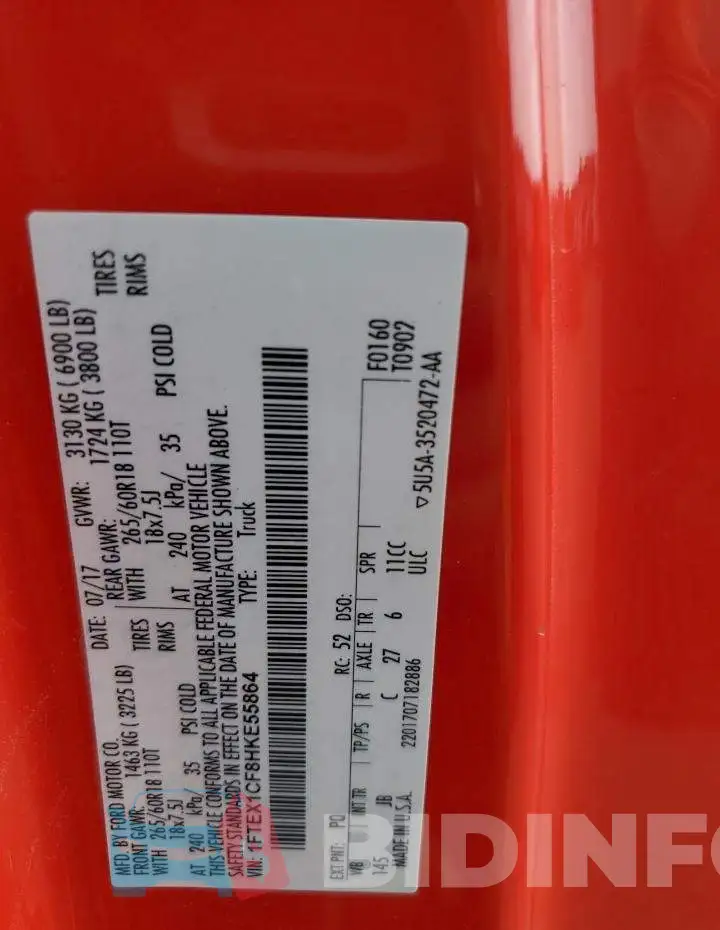 1FTEX1CF8HKE55864 Photo# 12