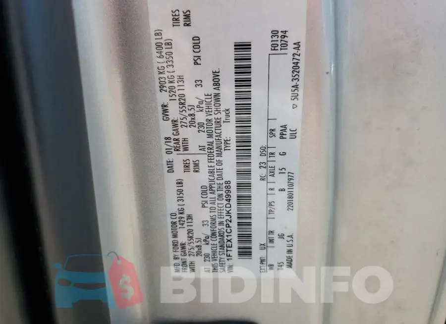 1FTEX1CP2JKD49988 Photo# 12