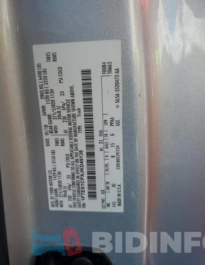 1FTEX1CPXJKD49138 Photo# 12