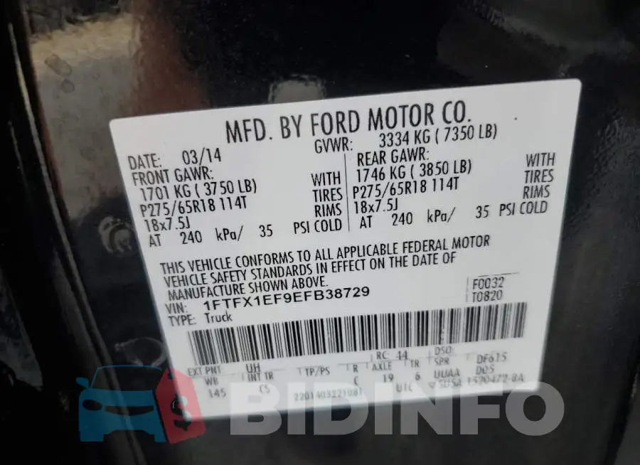 1FTFX1EF9EFB38729 Photo# 12