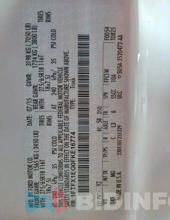 1FTFX1EG0FKE16774 Photo# 13